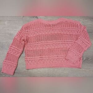Elegant Pink Open-Knit Sweater
